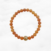 Beaded Lotus Orange Aventurine Bracelet 6mm